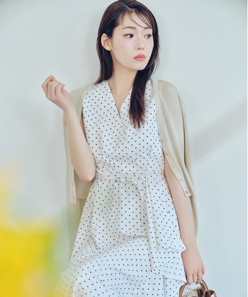 ワンピース 「洗える」カシュクールラッフルワンピースの画像