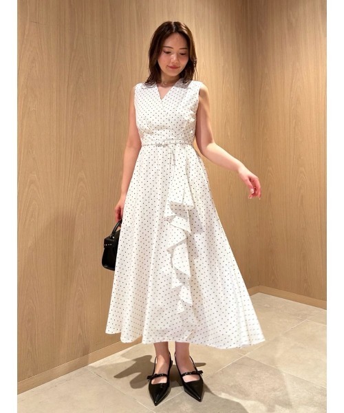 ワンピース 「洗える」カシュクールラッフルワンピースの画像