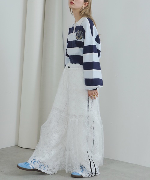 「VIOLETTA」 長袖ポロシャツ FREE ブルー レディース_画像5