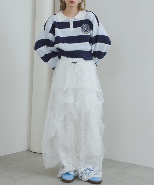 「VIOLETTA」 長袖ポロシャツ FREE ブルー レディース_画像7