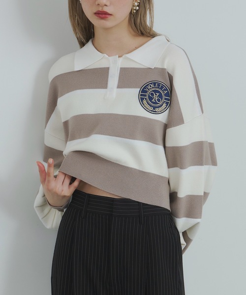 「VIOLETTA」 長袖ポロシャツ FREE ブルー レディース_画像8