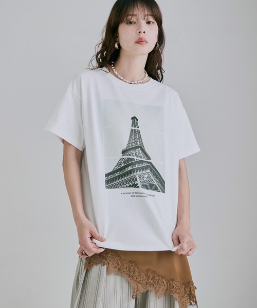 MARGAUX VINTAGE ／フォトプリント 半袖Tシャツ ホワイト MARGAUX VINTAGE ／フォトプリント 半袖Tシャツ ホワイト Margaux