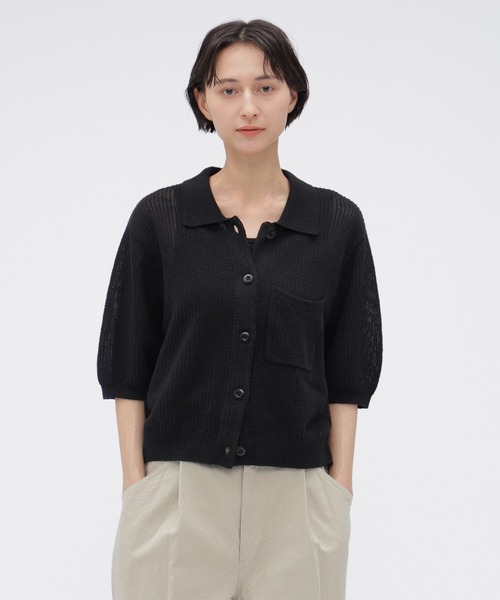 MHL.（エムエイチエル） カーディガン 半袖 IRREGULAR RIB COTTON