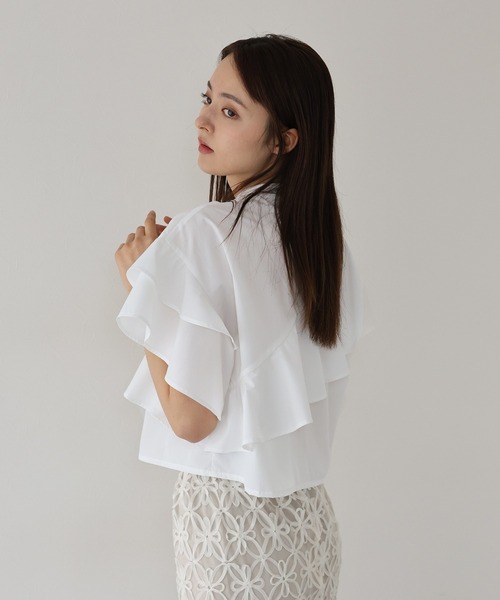 「J by blue」 半袖ブラウス MEDIUM ブルー レディース_画像2