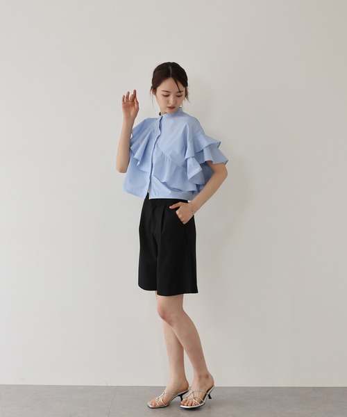 「J by blue」 半袖ブラウス MEDIUM ブルー レディース_画像3