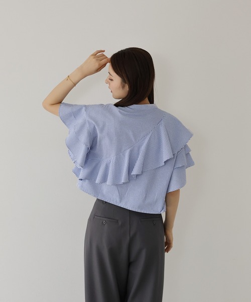 「J by blue」 半袖ブラウス MEDIUM ブルー レディース_画像5