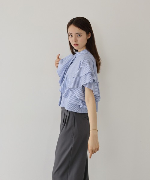 「J by blue」 半袖ブラウス MEDIUM ブルー レディース_画像8