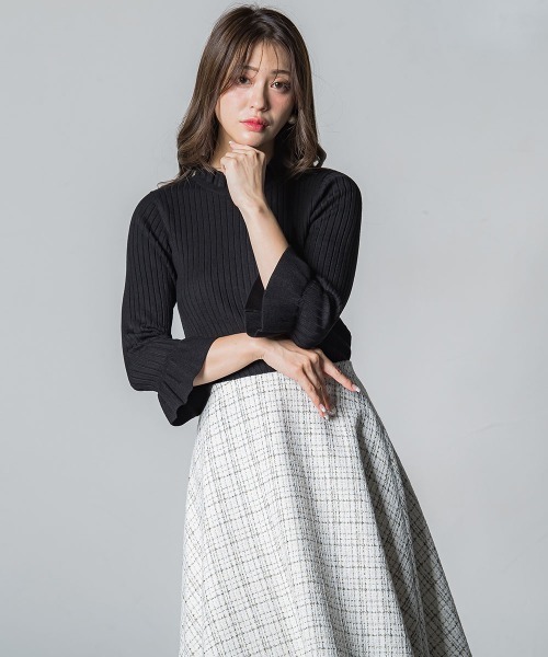 「QUEENS COURT」 7分袖ニット M グレー レディース_画像6