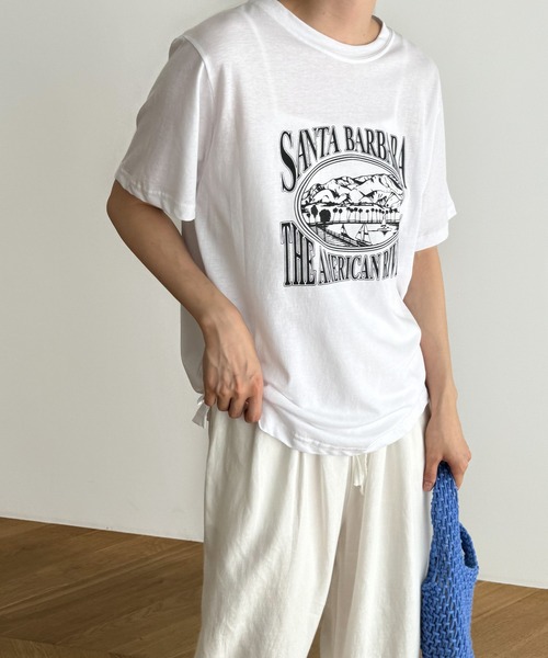 「CANAL JEAN」 半袖Tシャツ ONE SIZE チャコールグレー レディース_画像2
