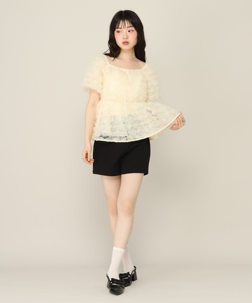 Heather（ヘザー） ブラウス シャツ 半袖 フラワーチュールブラウス 