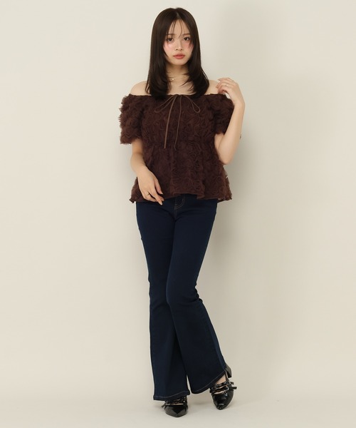 Heather（ヘザー） ブラウス シャツ 半袖 フラワーチュールブラウス