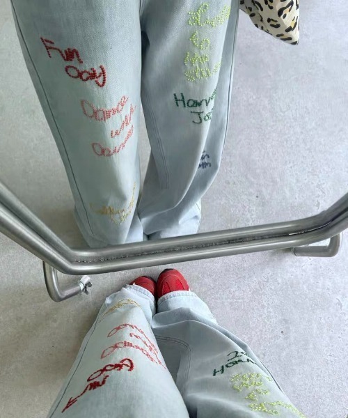 「AsRiRe」 デニムパンツ L サックスブルー レディース_画像7