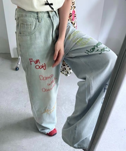 「AsRiRe」 デニムパンツ L サックスブルー レディース_画像8