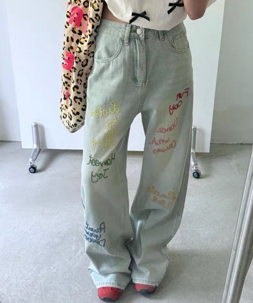 「AsRiRe」 デニムパンツ L サックスブルー レディース_画像9