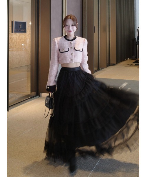 ドリーミーチュールボリュームロングスカート ブラック Darich ダーリッチ Darich（ダーリッチ） ロング スカート ドリーミーチュールボリューム