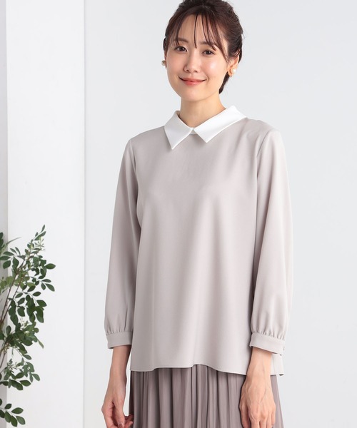 「GALLORIA」 長袖ブラウス L ネイビー レディース_画像2