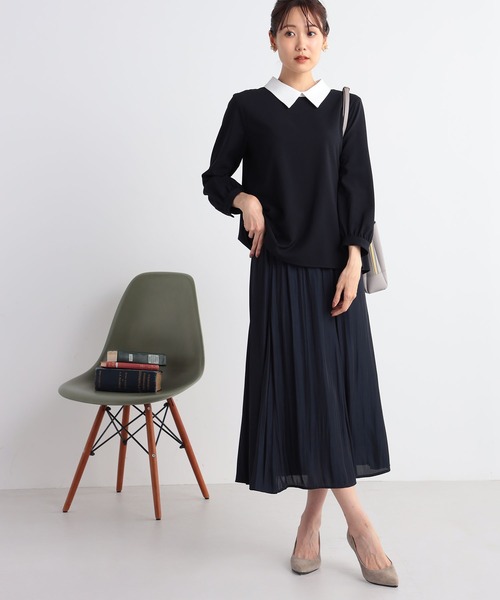 「GALLORIA」 長袖ブラウス L ネイビー レディース_画像9