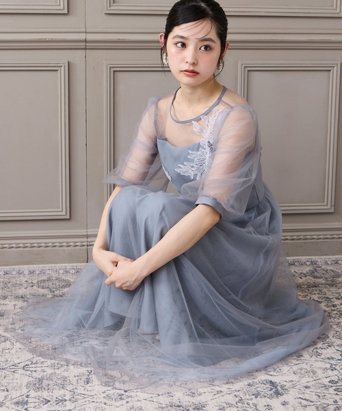 AIMER（エメ） パーティードレス ドレス アシンメトリーモチーフレース