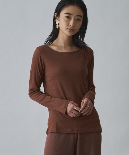tシャツ ラウンドネックロングスリーブカットソー レディース