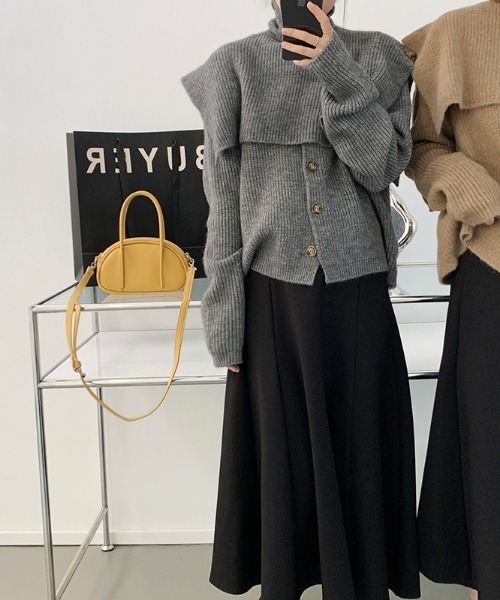 スカートに ニット 通販 Paypayモール 暖かいハイネックニット肩掛け ニットカーディガンセット Zozotown Paypayモール店 により Mahavoicenews Com