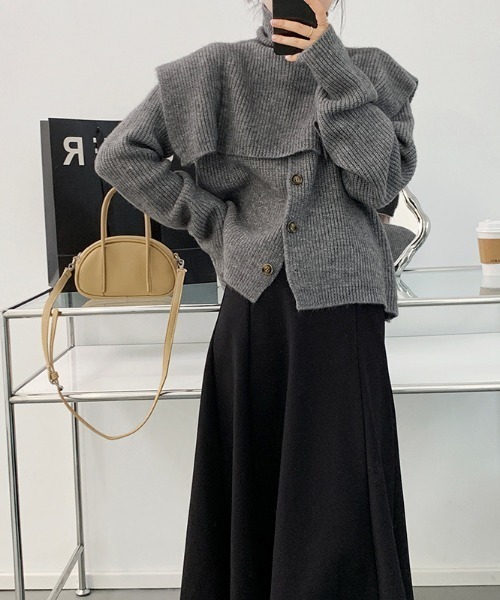 スカートに ニット 通販 Paypayモール 暖かいハイネックニット肩掛け ニットカーディガンセット Zozotown Paypayモール店 により Mahavoicenews Com