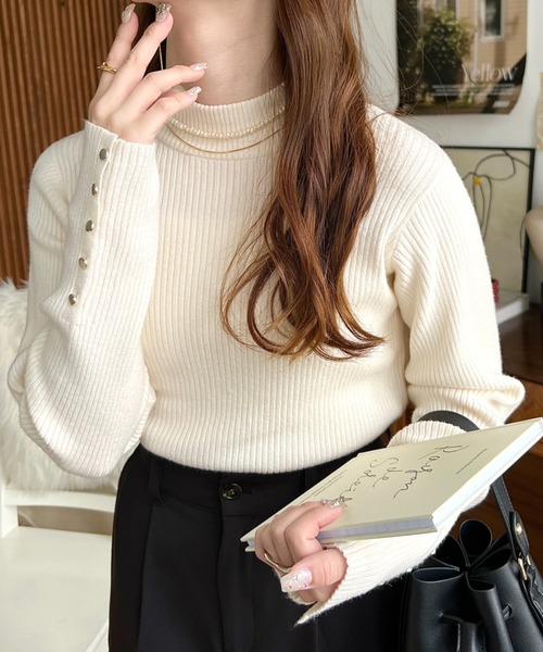 moment+ ニット セーター 「累計販売枚数6万枚突破！」12G 袖口ボタン