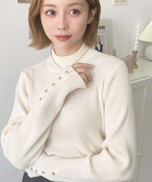 moment+ ニット セーター 「累計販売枚数6万枚突破！」12G 袖口ボタン