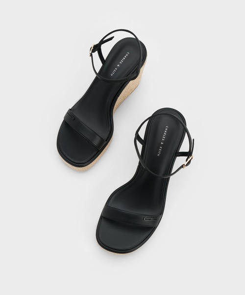CHARLES ＆ KEITH サンダル アンクルストラップ エスパドリーユ