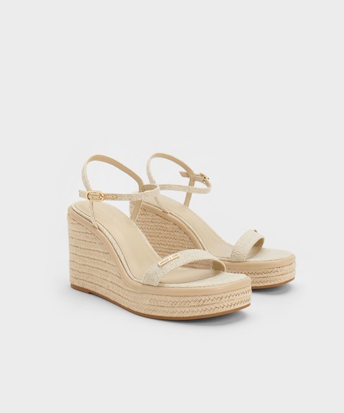 CHARLES ＆ KEITH サンダル アンクルストラップ エスパドリーユ