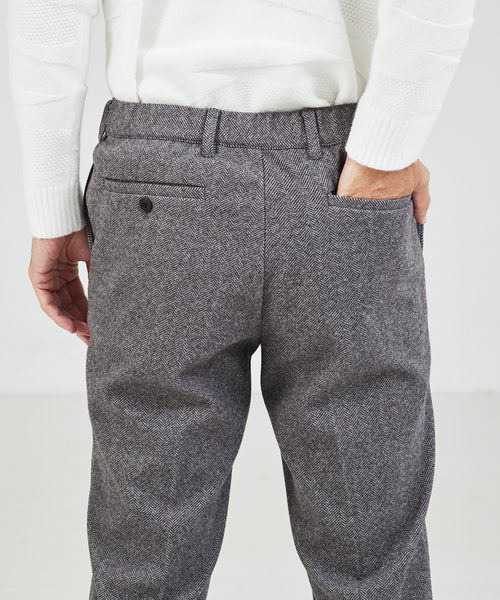 ABAHOUSE GRAY スラックス 「セットアップ対応」ヘリンボーン ニット