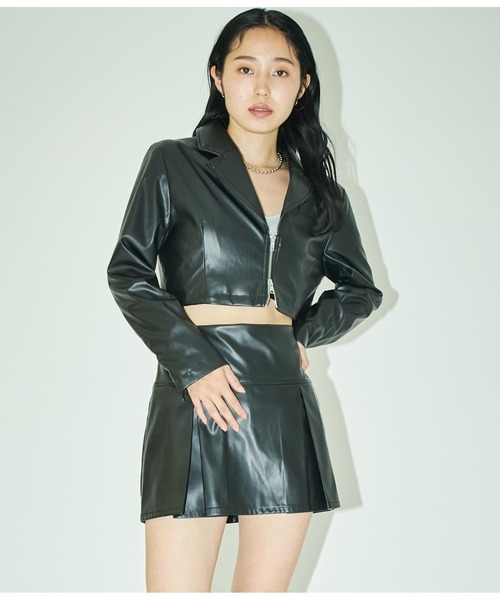 美品♡ ANAYI ノーカラー レザージャケット ジップアップ アイボリー 美品♡ ANAYI アナイ ノーカラーレザージャケット ジップアップ
