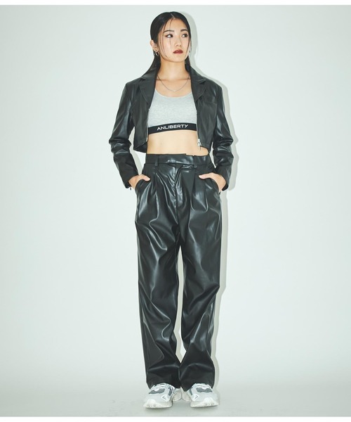 ANLIBERTY ANAP コート アウター フェイクレザークロップド