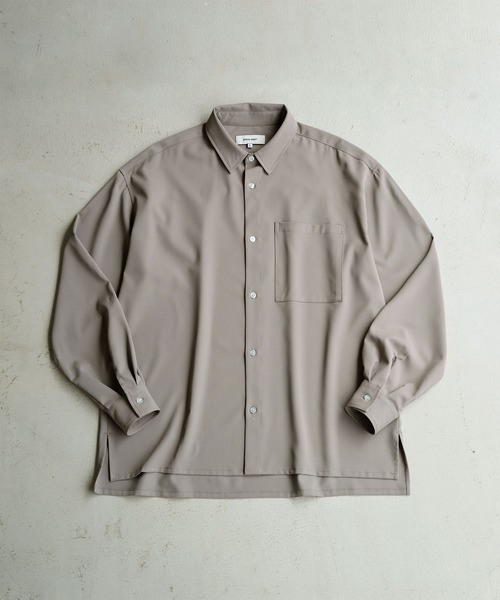 ☆YONFA S/L toromi shirt トロミシャツ 綾トロミ オーバーサイズドレープリラクシングL/Sシャツ MONO-MART