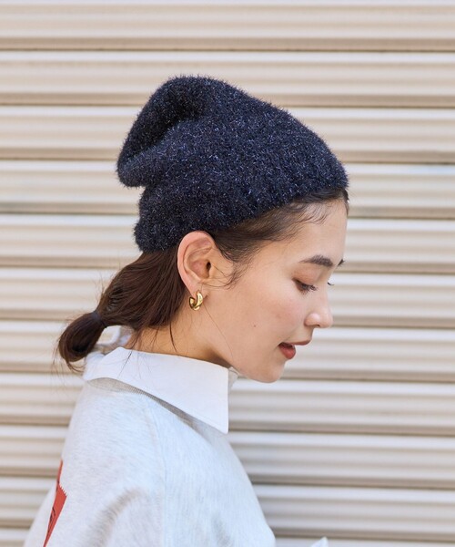 カシミヤニット帽 白ラメ入り FREAK'S STORE ニット帽 ニットキャップ ラメ ビーニー