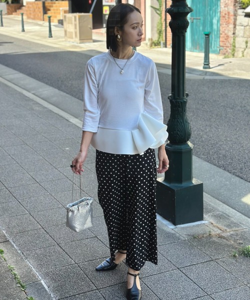 【全4色】ダブルボタン長袖カットソー　アイボリー ピンク グレー ブラック 【double-h111509top】( mja )(241202) deux amour ペプラム長袖トップス レディース : ZOZOTOWN Yahoo