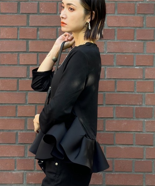 【全4色】ダブルボタン長袖カットソー　アイボリー ピンク グレー ブラック 【double-h111509top】( mja )(241202) deux amour ペプラム長袖トップス レディース : ZOZOTOWN Yahoo