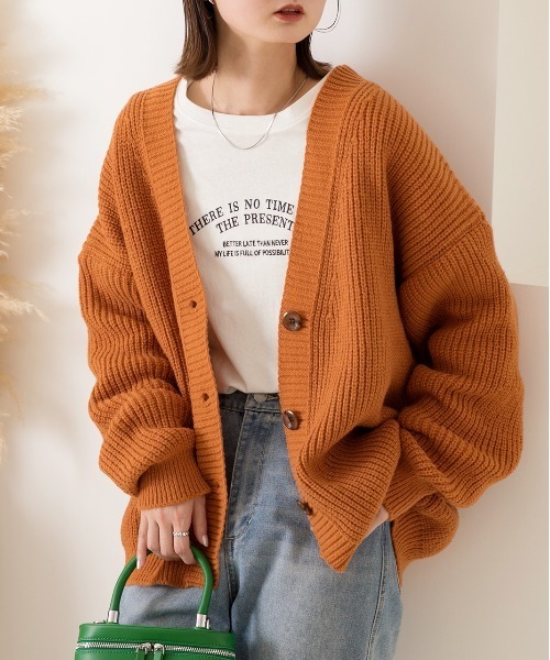 ad thie カーディガン ゆったり カラフル ニットカーディガン