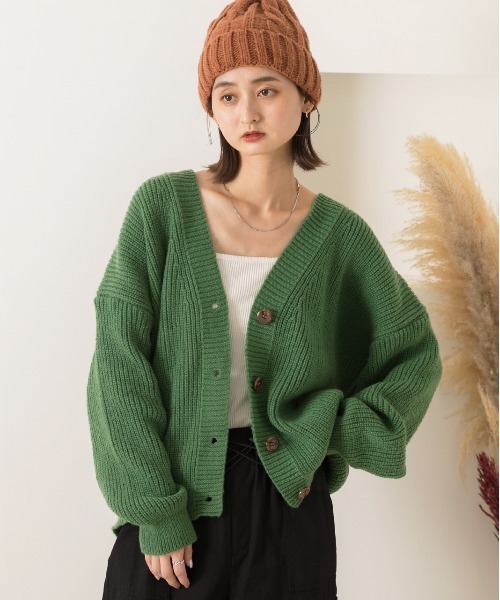 ad thie カーディガン ゆったり カラフル ニットカーディガン