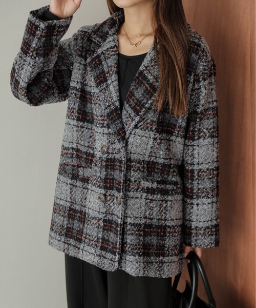 コート チェスターコート チェック柄テーラードコート レディース