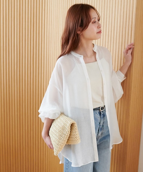 ブラウス シャツ C/T冷感 切替シアーデザインシャツ レディース ブラウス シャツ 「冷房・ 紫外線対策」選べる2タイプ シアー