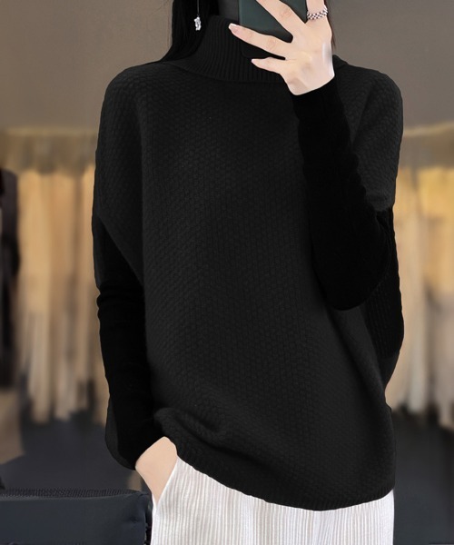 miniministore ベスト ジレ ニットベスト タートルネック重ね着 