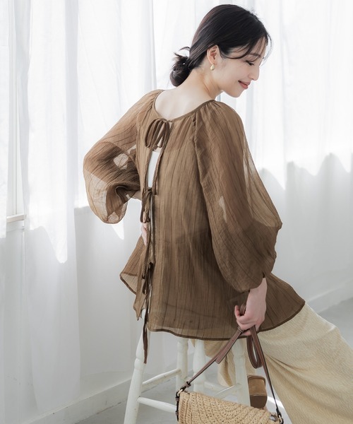 coca（コカ） ブラウス シャツ 「WEB限定セール」2WAYリボンシアー
