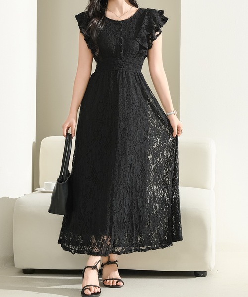 Lace Ladies（レースレディース） ワンピース 半袖 花柄 総レース