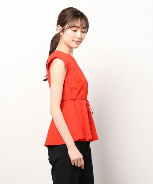 「Demi-Luxe BEAMS」 ノースリーブブラウス FREE ネイビー レディース Demi-Luxe BEAMS（デミルクス ビームス）ペプラム ノースリーブ