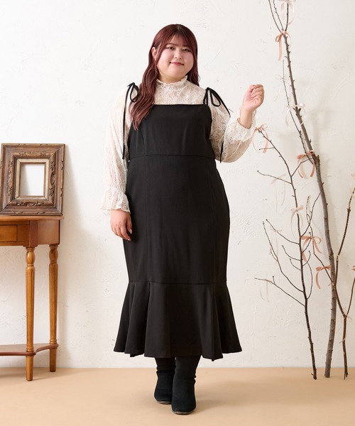 louiosy ルオシー LL キャミソールフレアワンピース Louiosy ワンピース 「大きいサイズ」マーメイドキャミ