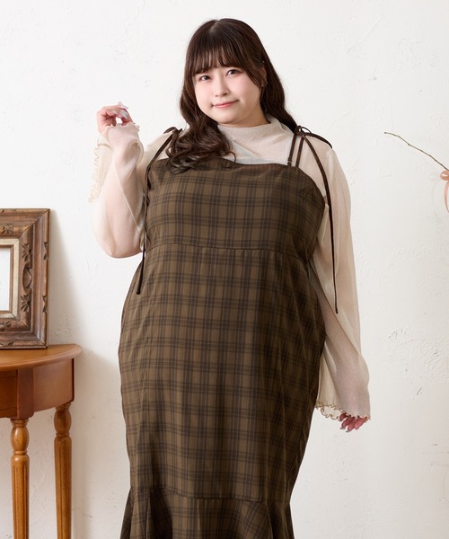 【美品】louiosy ルオシー キャミワンピース LL 大きいサイズ Louiosy ワンピース 「大きいサイズ」マーメイドキャミ