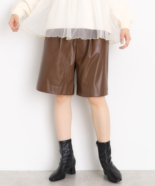 THE SHOP TK ハーフパンツ パンツ 「＠BAILA掲載」合皮ハーフパンツ