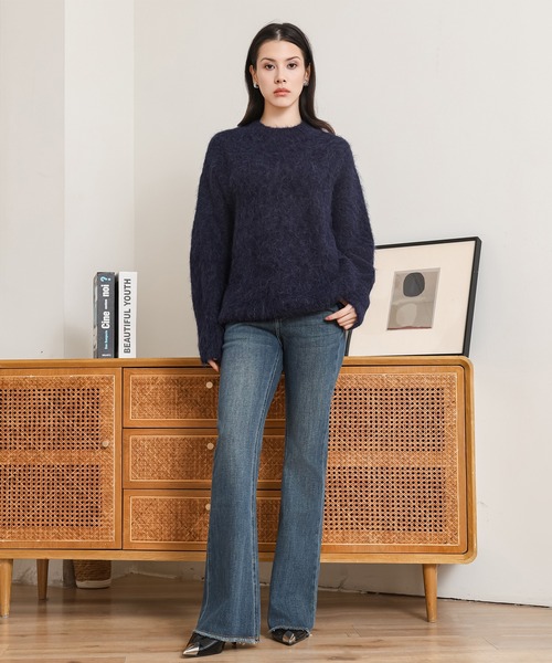 ニット セーター crew neck shaggy knit pullover レディース SUWDEE ニット セーター crew neck shaggy knit pullover