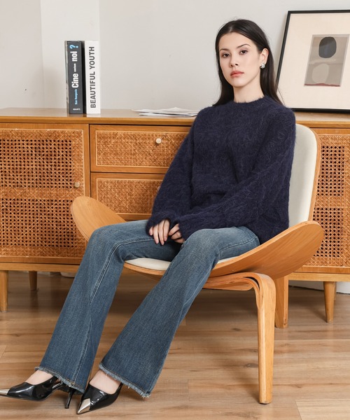 ニット セーター crew neck shaggy knit pullover レディース SUWDEE ニット セーター crew neck shaggy knit pullover