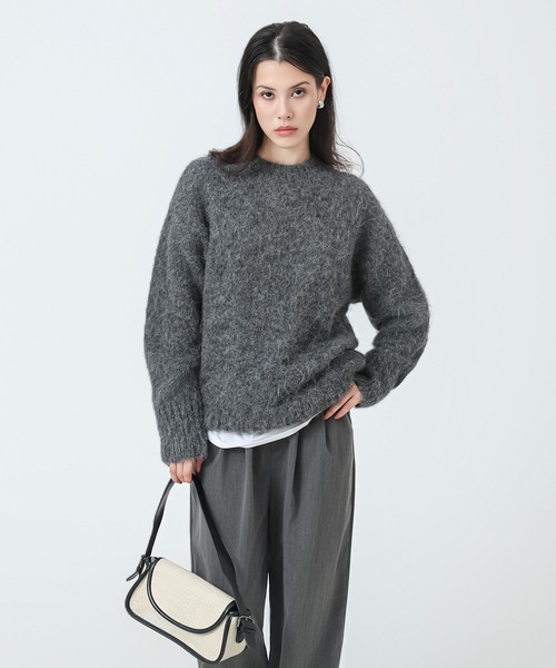 ニット セーター crew neck shaggy knit pullover レディース SUWDEE ニット セーター crew neck shaggy knit pullover
